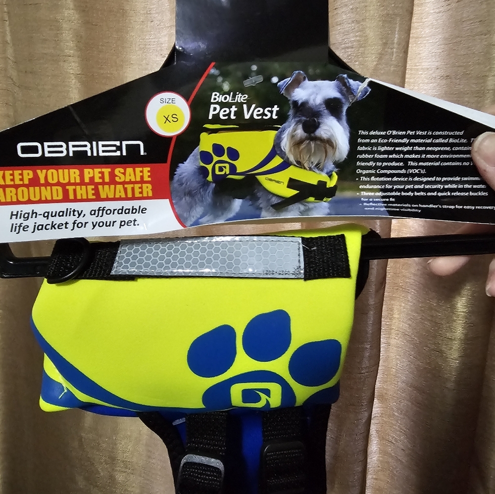 O'Brien Yellow Pet Vest with Blue Paw Print